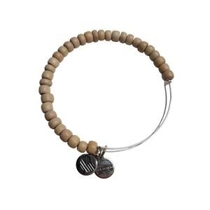 Alex and Ani Women's Bracelet Tan Beige‎ Beaded Energy Heart Flag Patriotic Boho